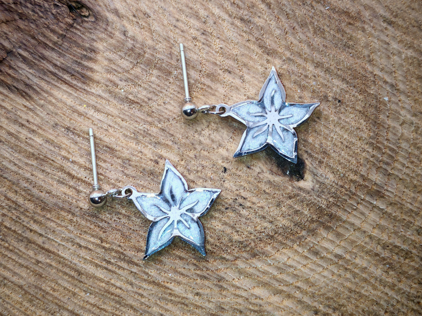 Boucles d’oreilles – Fleurs étoilées argentées