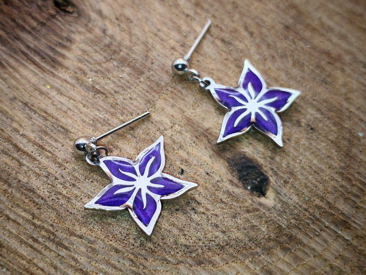 Boucles d’oreilles – Fleurs étoilées argentées