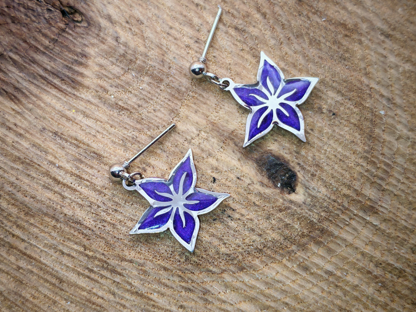 Boucles d’oreilles – Fleurs étoilées argentées