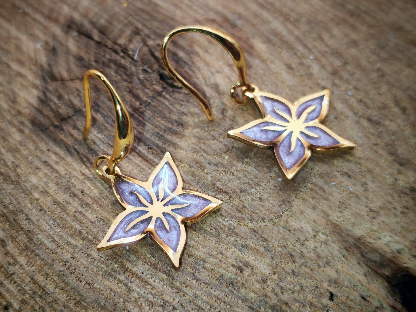 Boucles d’oreilles – Fleurs étoilées dorées