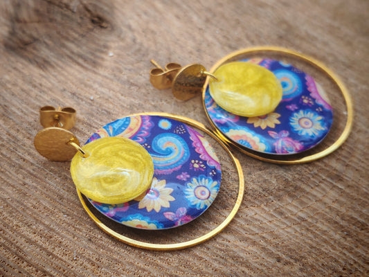 Boucles d’oreilles – Spirales fleuries colorées
