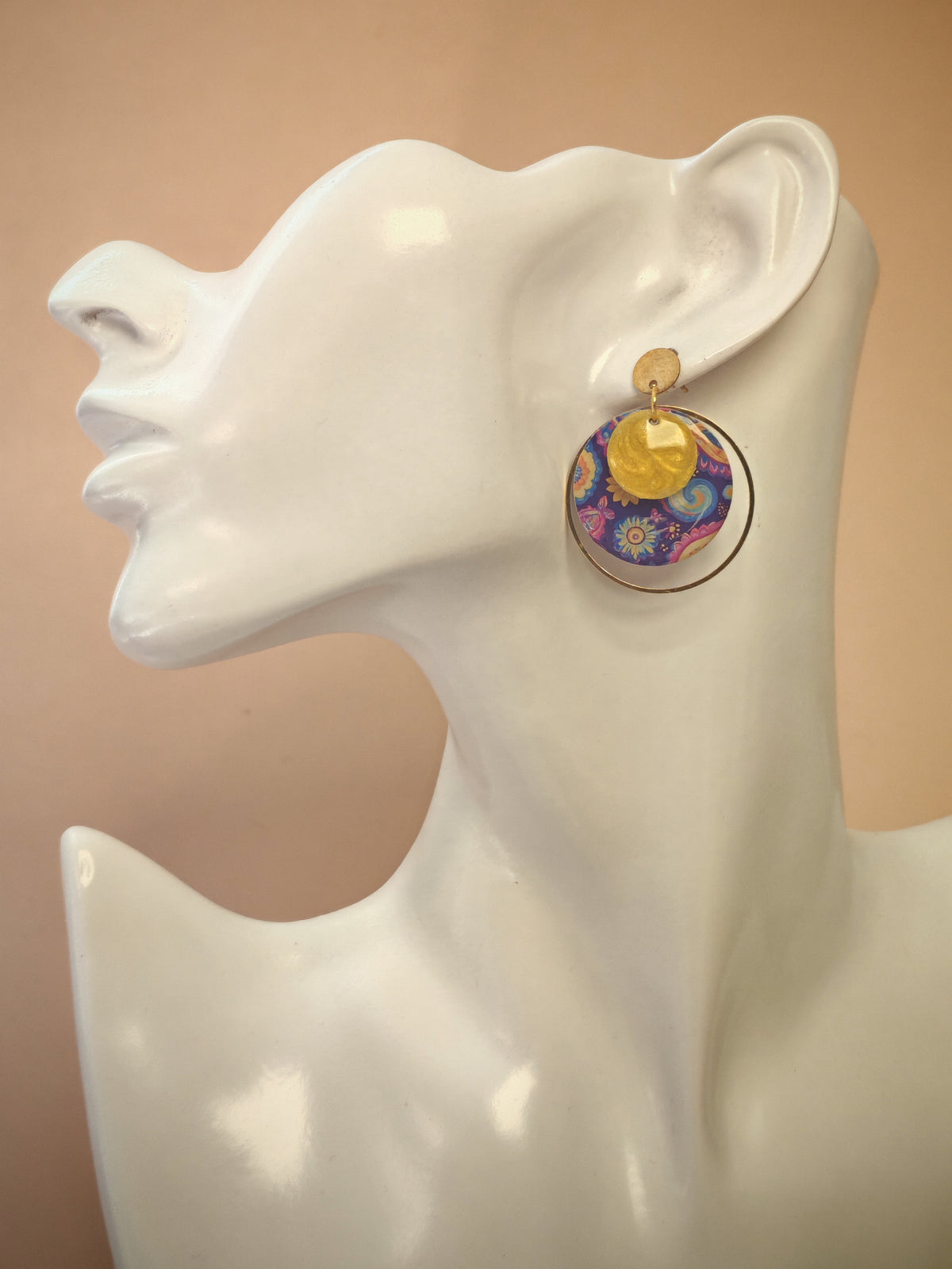 Boucles d’oreilles – Spirales fleuries colorées