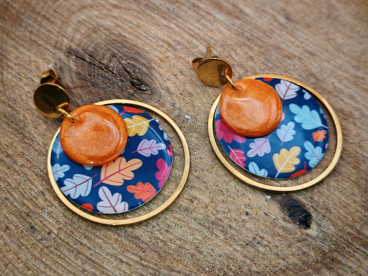 Boucles d’oreilles – Feuilles d’automne dorées