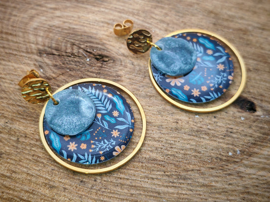 Boucles d’oreilles – Feuillages nocturnes et éclat minéral