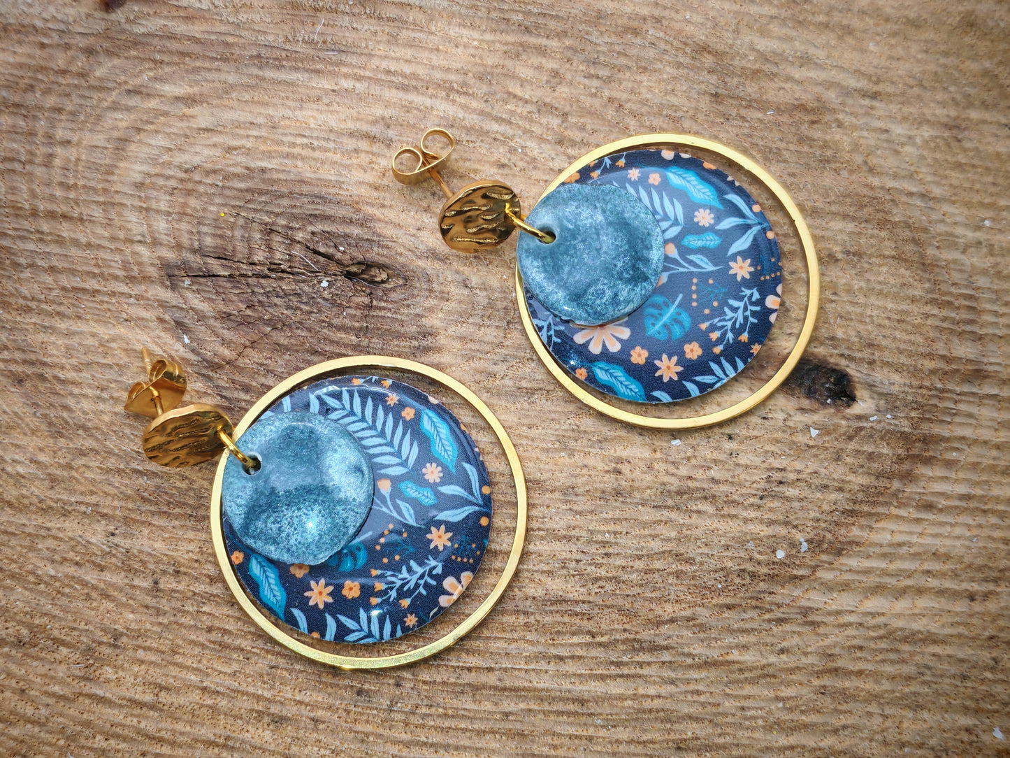 Boucles d’oreilles – Feuillages nocturnes et éclat minéral