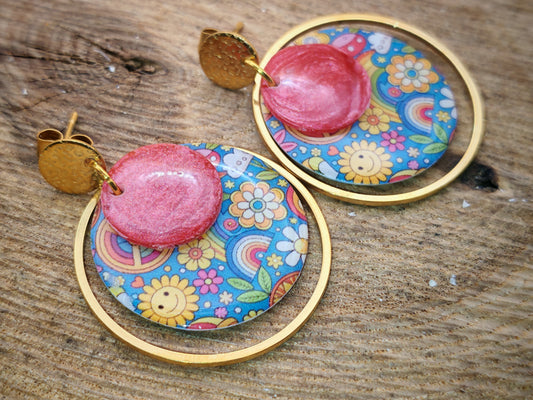 Boucles d’oreilles – Jardin rétro et couleurs pétillantes