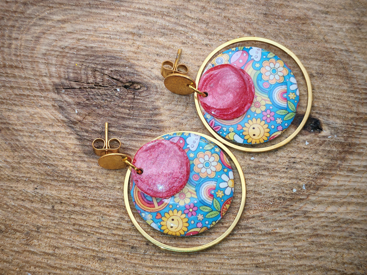 Boucles d’oreilles – Jardin rétro et couleurs pétillantes