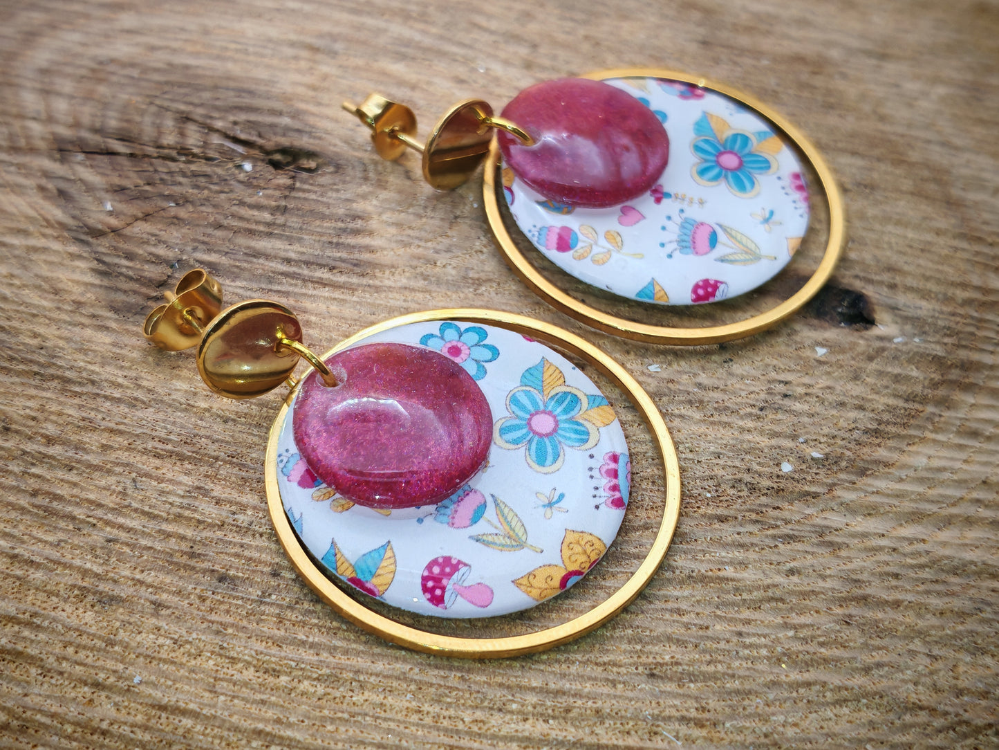 Boucles d’oreilles – Fleurs légères et rose tendre