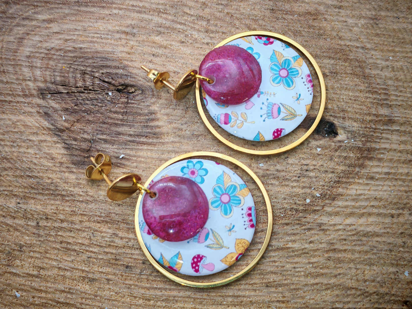 Boucles d’oreilles – Fleurs légères et rose tendre