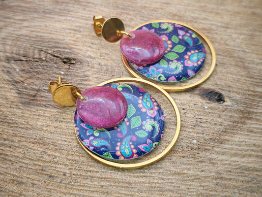 Boucles d’oreilles – Cachemire prune enchanté