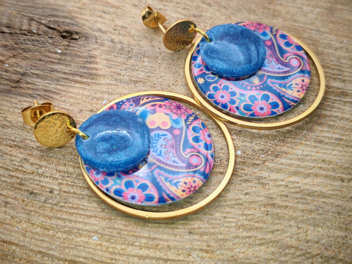 Boucles d’oreilles – Cachemire bleu poudré