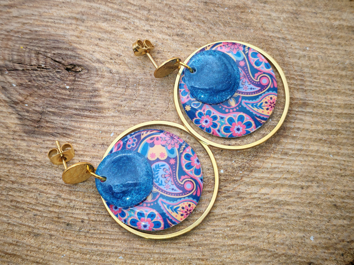 Boucles d’oreilles – Cachemire bleu poudré