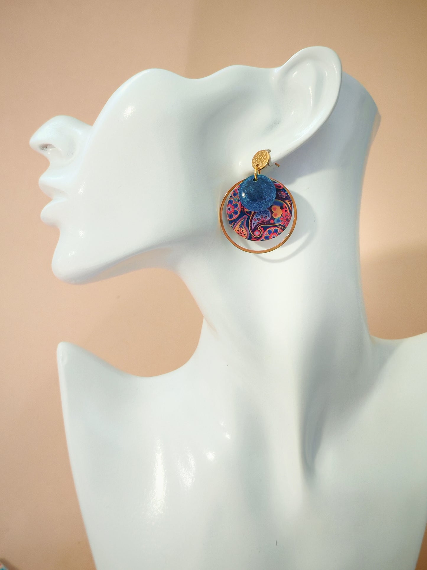 Boucles d’oreilles – Cachemire bleu poudré