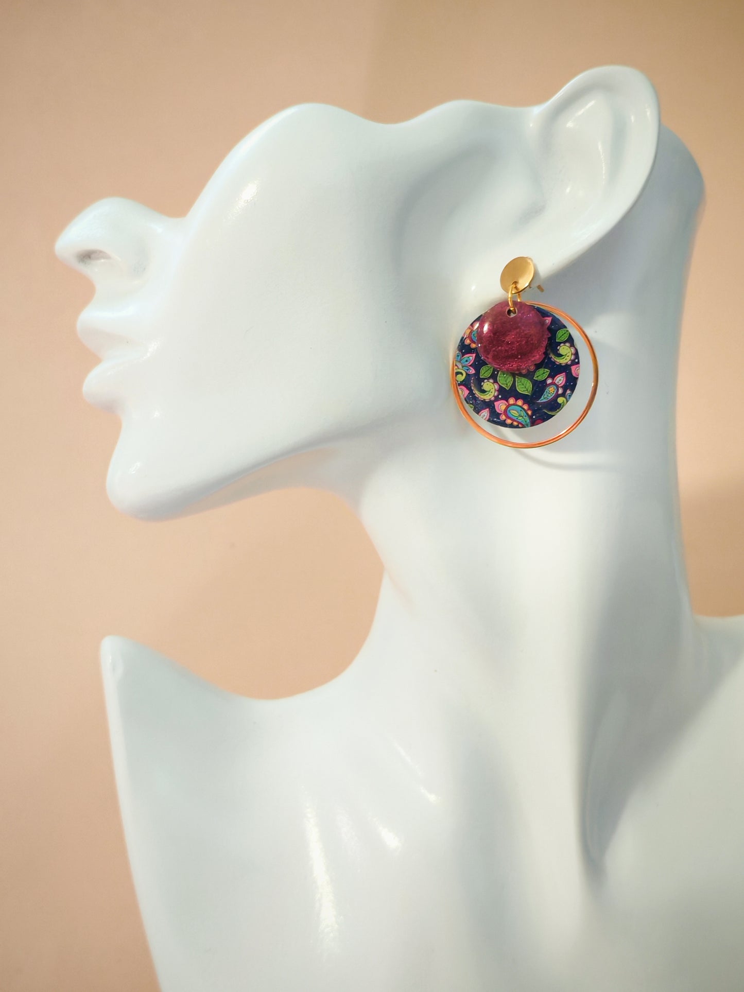 Boucles d’oreilles – Cachemire prune enchanté