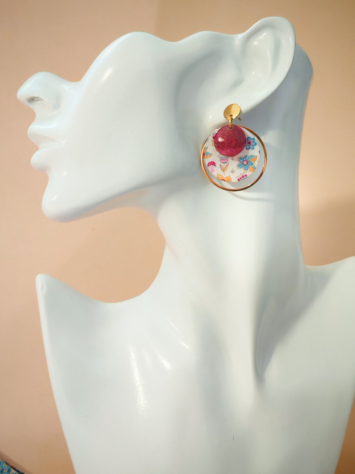 Boucles d’oreilles – Fleurs légères et rose tendre