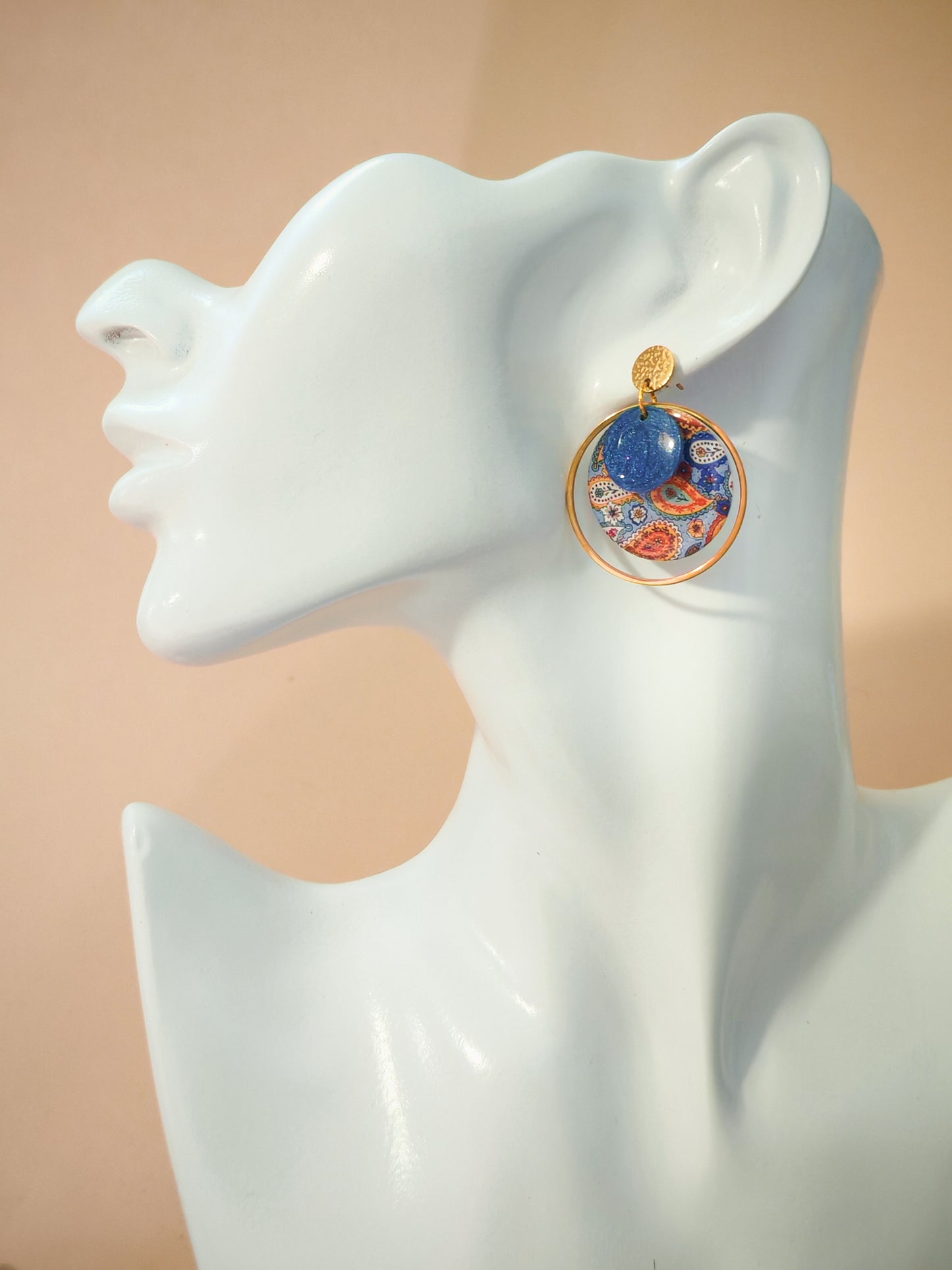 Boucles d’oreilles – Cachemire azur doré