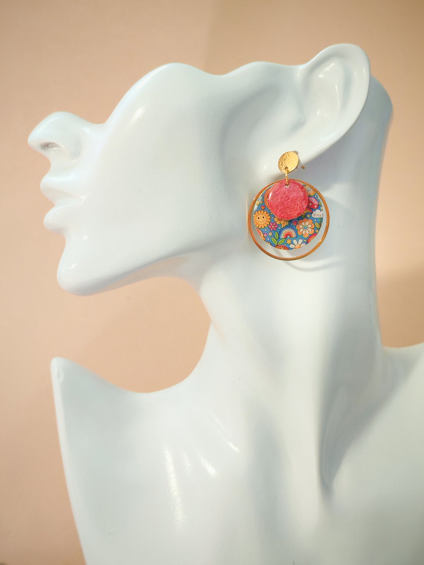 Boucles d’oreilles – Jardin rétro et couleurs pétillantes