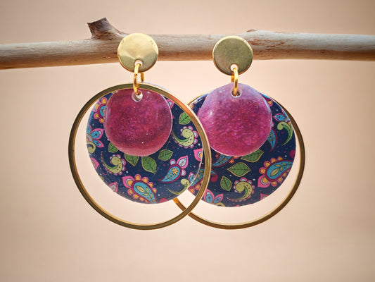 Boucles d’oreilles – Cachemire prune enchanté