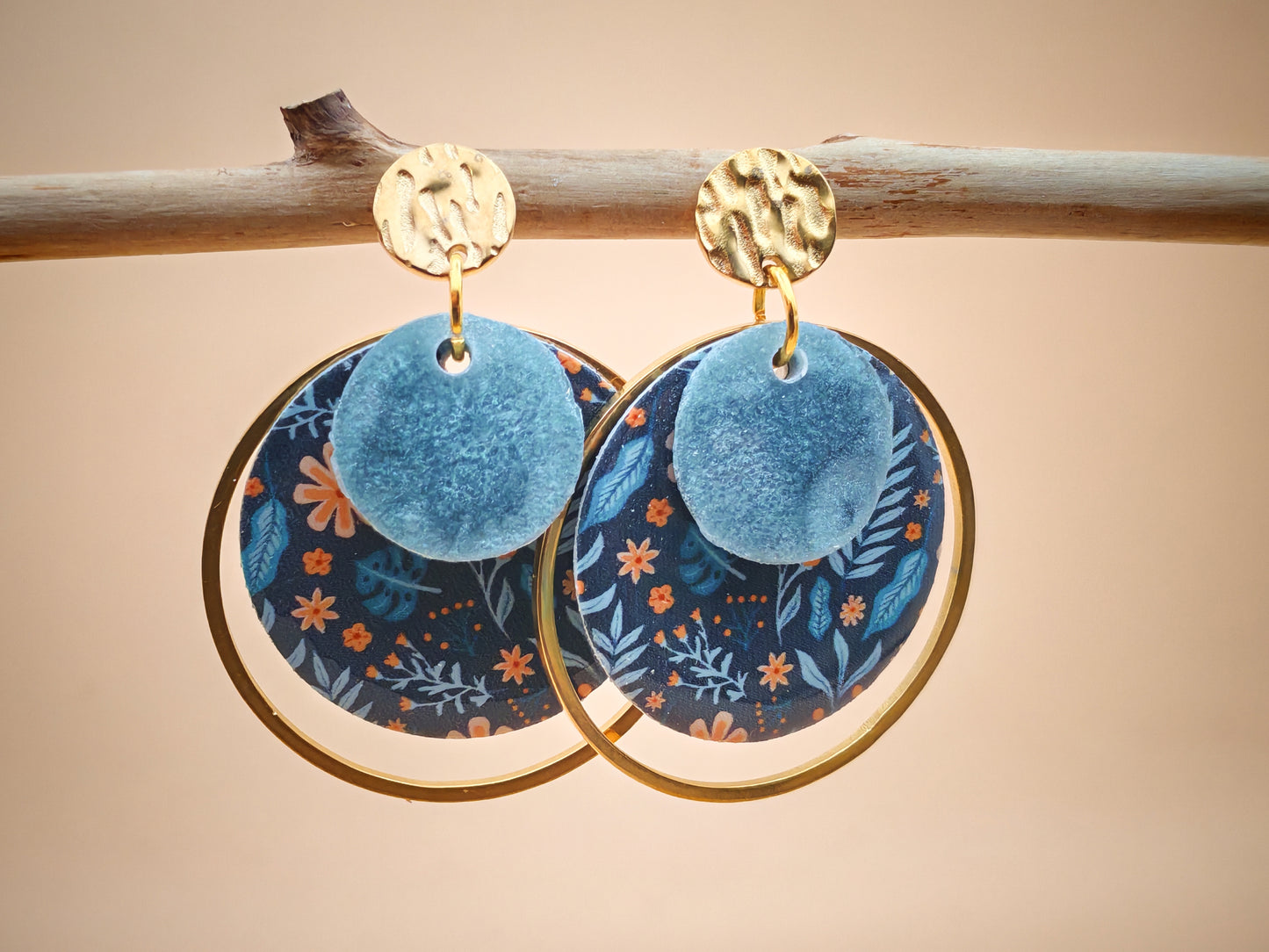 Boucles d’oreilles – Feuillages nocturnes et éclat minéral