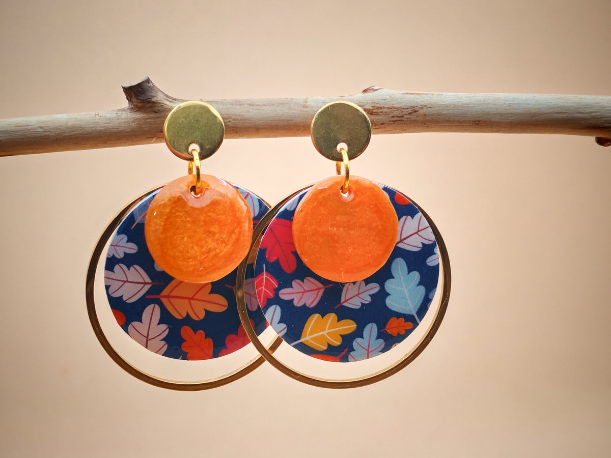 Boucles d’oreilles – Feuilles d’automne dorées