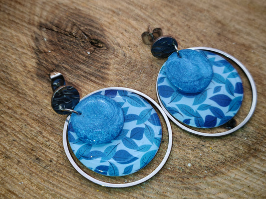 Boucles d’oreilles – Feuilles d’azur givré