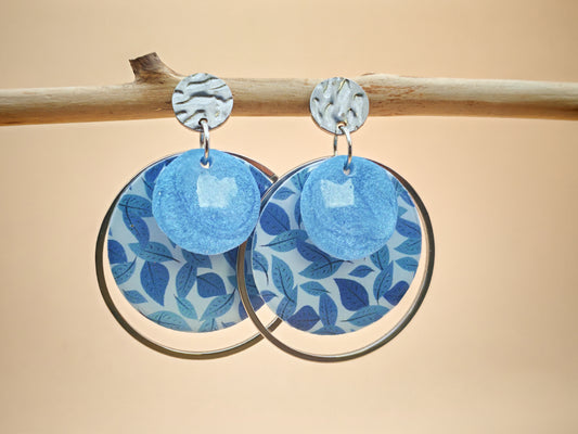 Boucles d’oreilles – Feuilles d’azur givré