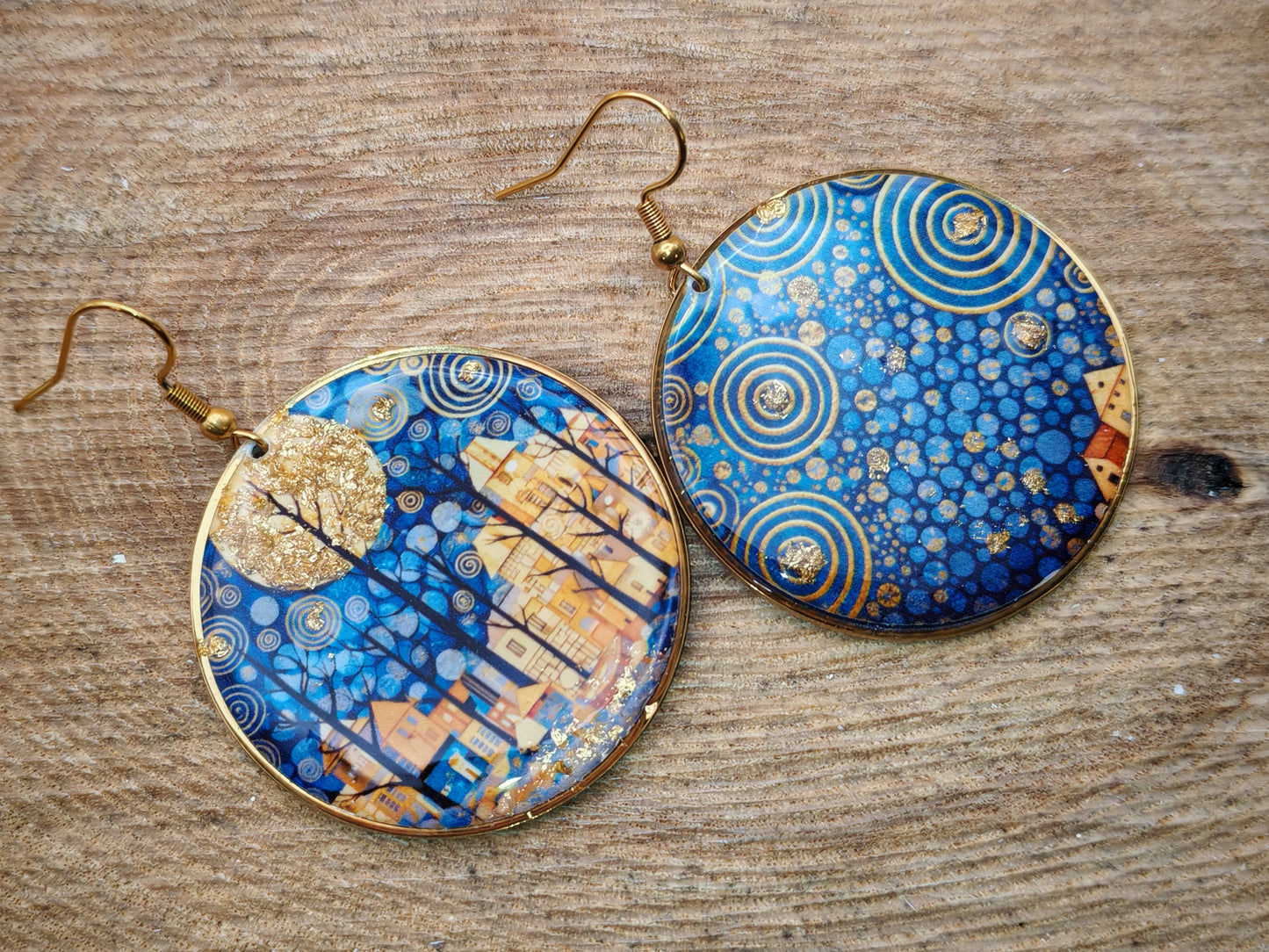 Boucles d’oreilles Klimt – Nuit étoilée dorée