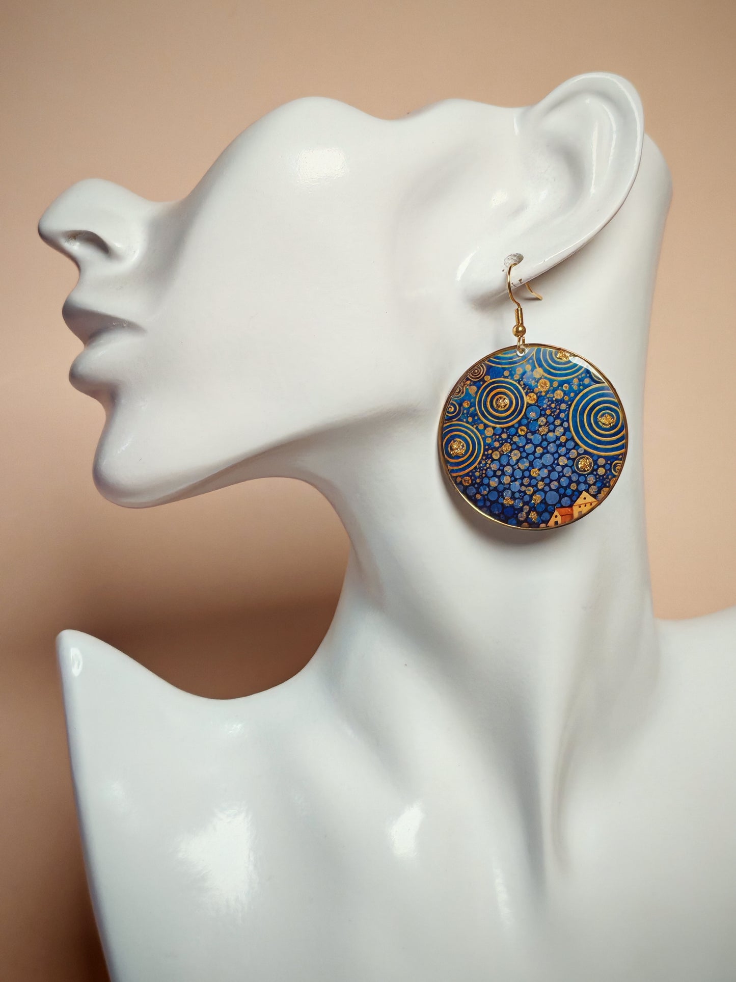 Boucles d’oreilles Klimt – Nuit étoilée dorée