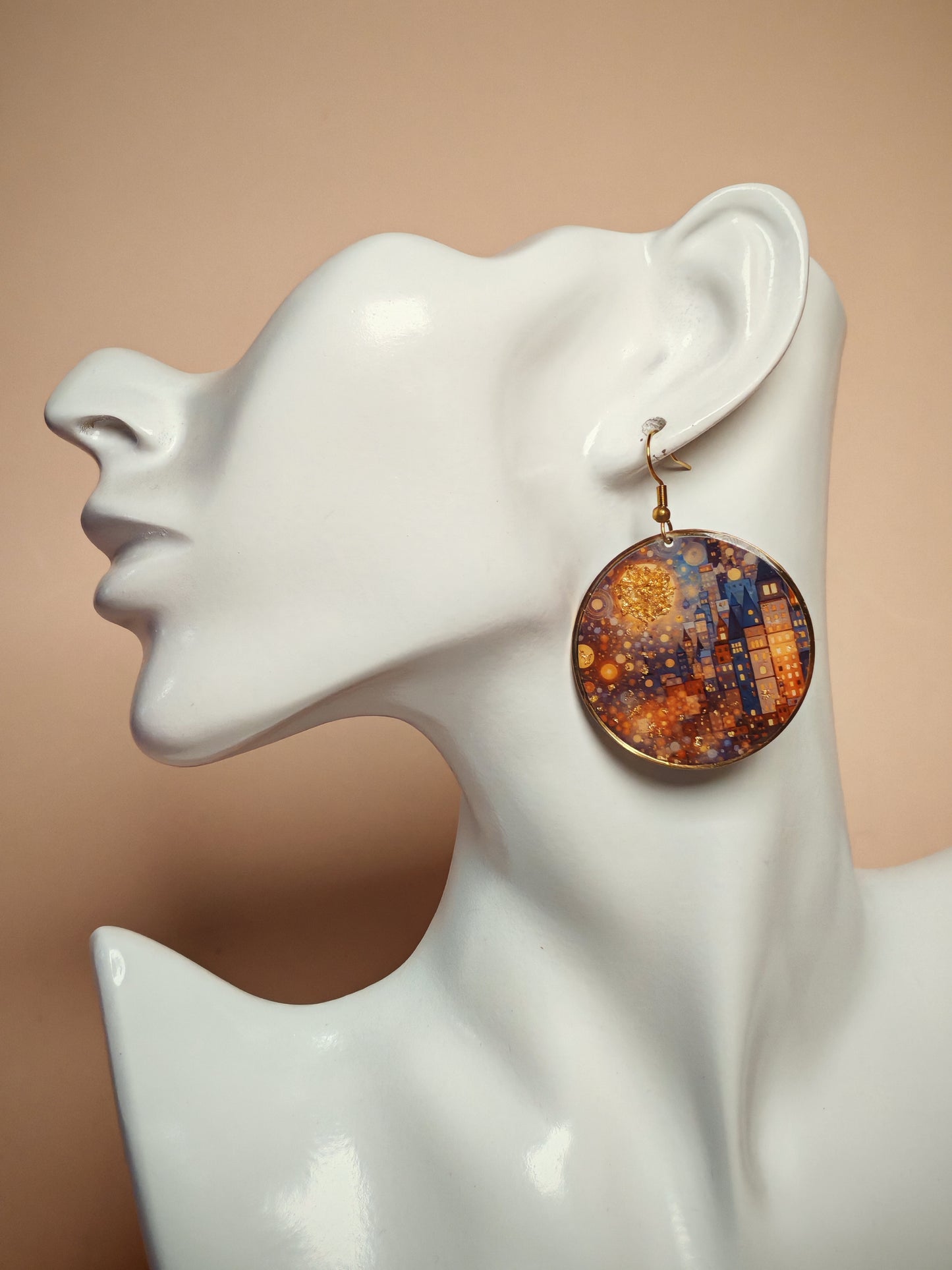 Boucles d’oreilles Klimt – Ville dorée en lumière