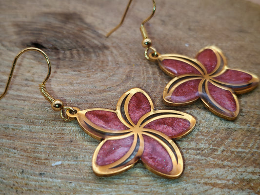 Boucles d’oreilles – Fleur de velours rubis