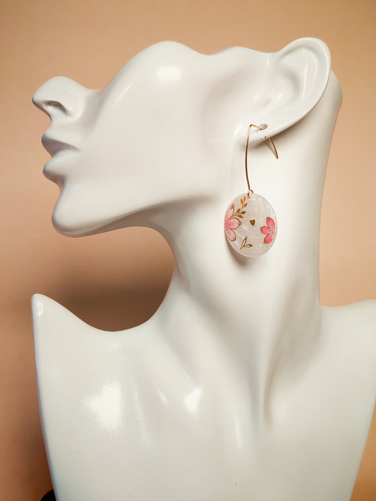 Boucles d’oreilles – Jardin nacré aux fleurs rosées