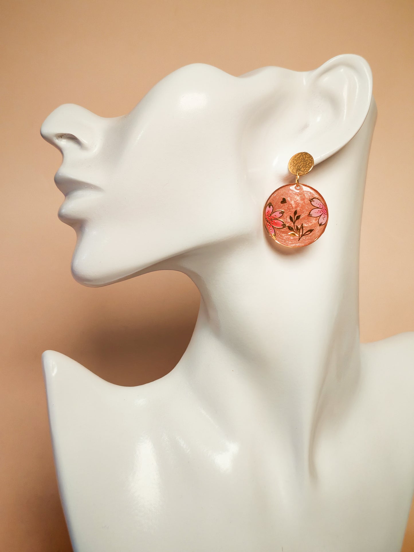 Boucles d’oreilles – Jardin rosé aux éclats dorés