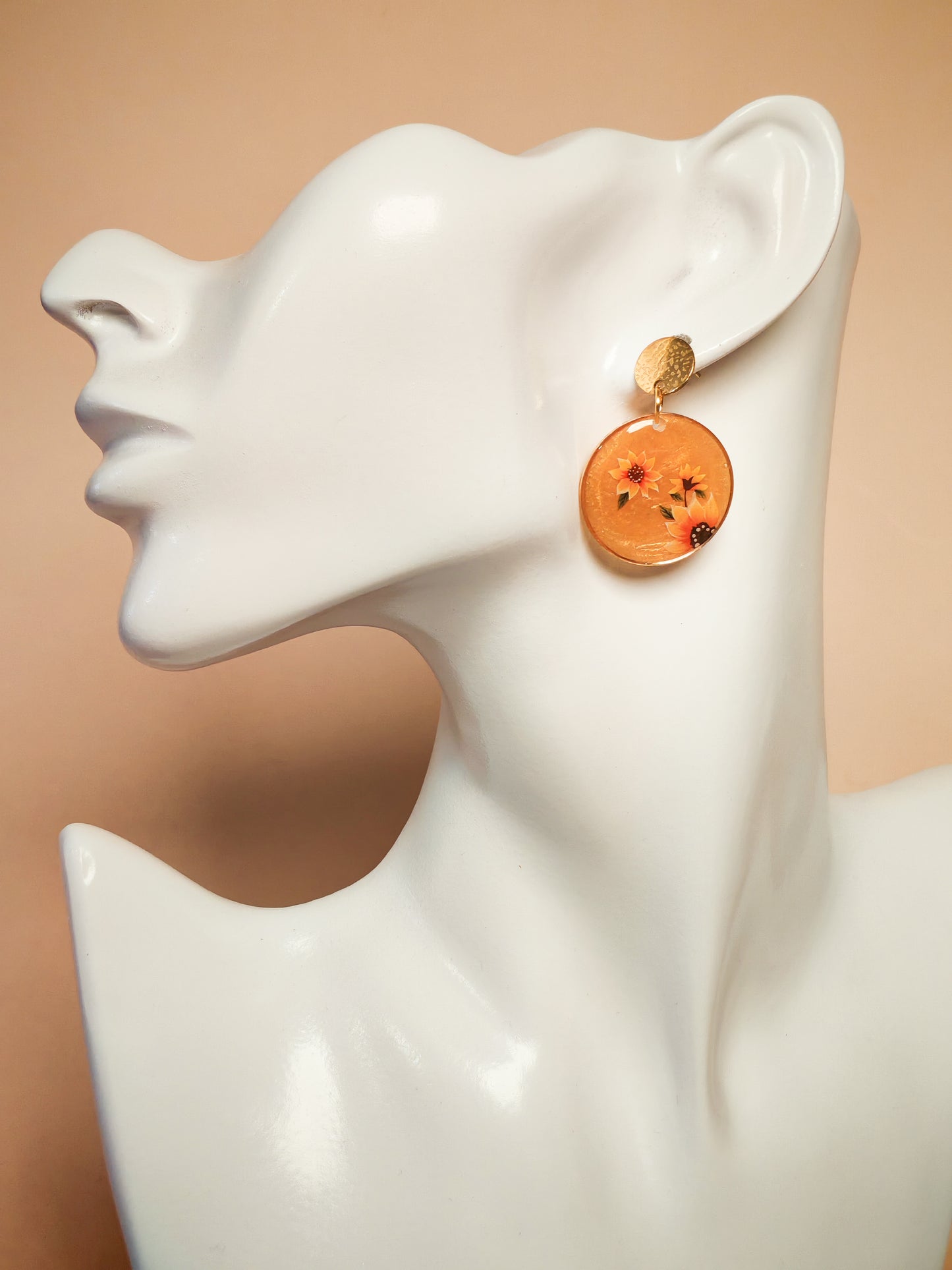 Boucles d’oreilles – Fleurs dorées en éclats de pollen