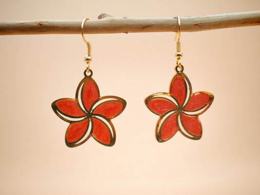 Boucles d’oreilles – Fleur de velours rubis