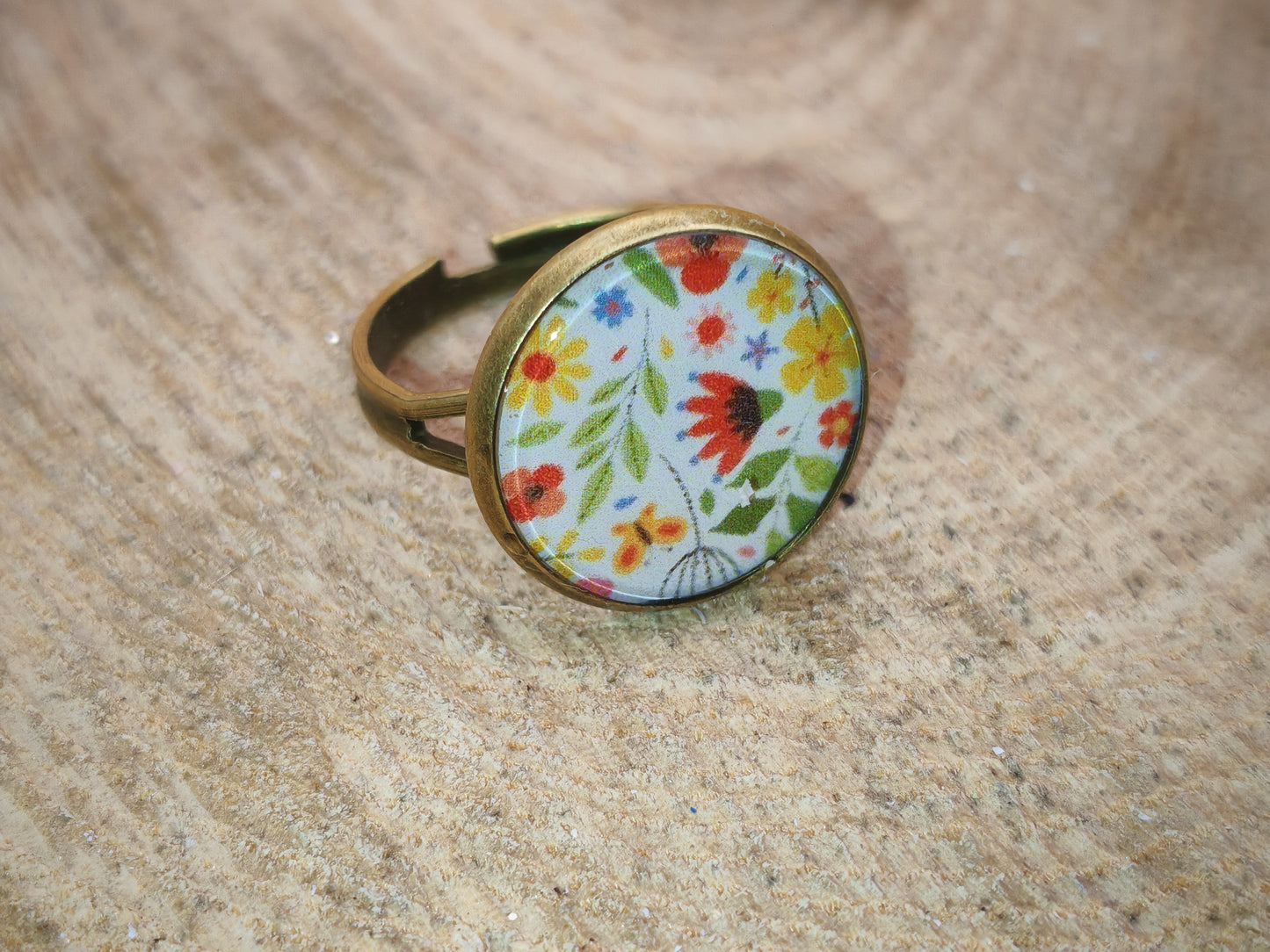 Ensemble barrettes & bague – Prairie fleurie