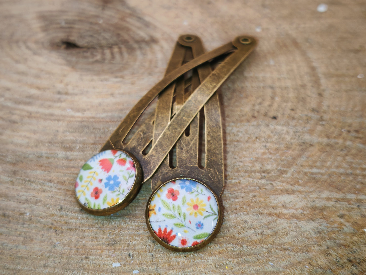 Ensemble barrettes & bague – Prairie fleurie
