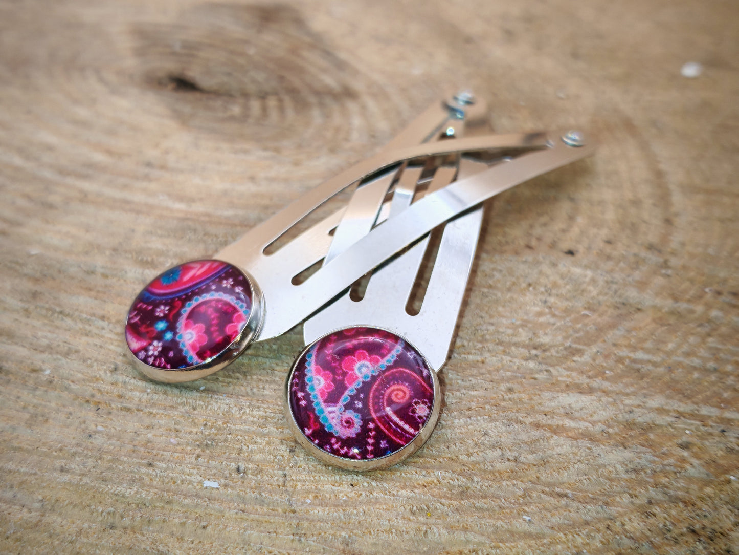 Duo de barrettes – Volutes framboise