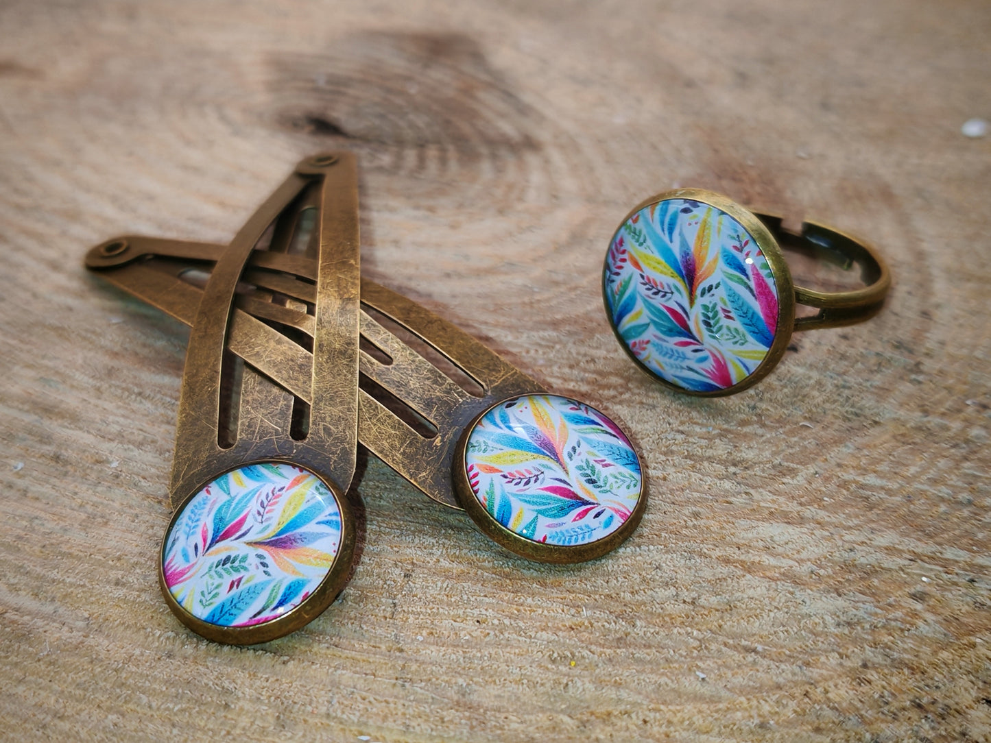 Ensemble barrettes & bague – Éclat Tropical