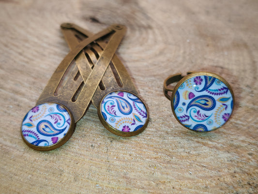 Ensemble barrettes & bague – Arabesques célestes