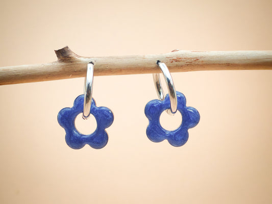 Boucles d'oreilles – Fleur de saphir céleste