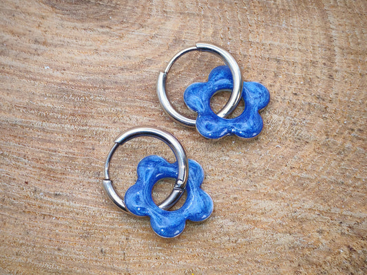 Boucles d'oreilles – Fleur de saphir céleste