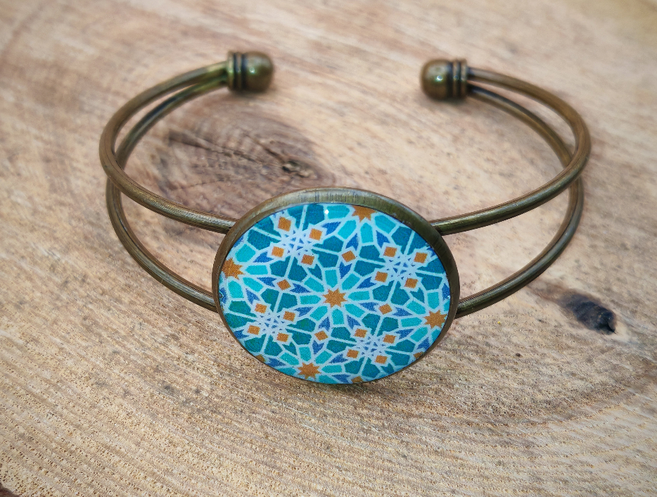 Ensemble bracelet + boucles d’oreilles – Rosaces orientales