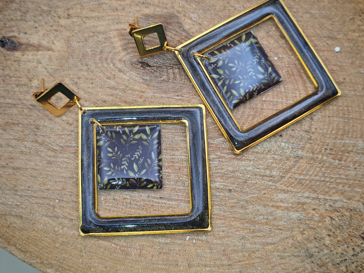 Boucles d’oreilles – Feuillage Nocturne