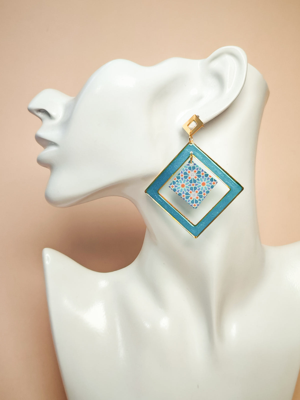 Boucles d’oreilles – Mosaïque Turquoise