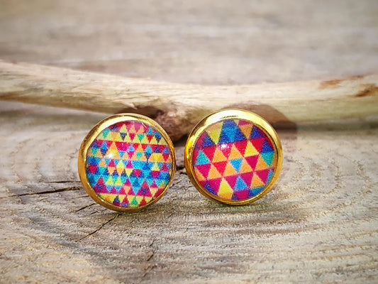 Clous cabochon de 8 mm – Mini triangles colorés