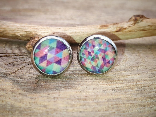 Clous cabochon de 8 mm – Harmonie des couleurs géométriques