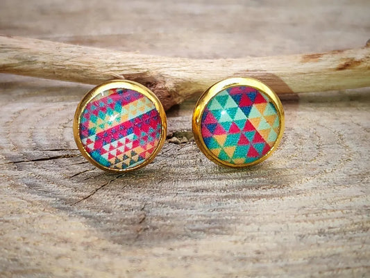 Clous cabochon de 8 mm – Mélodie géométrique colorée