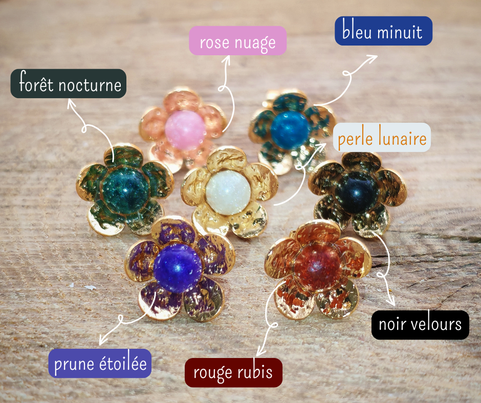 Clous d'oreille - Fleurs dorées